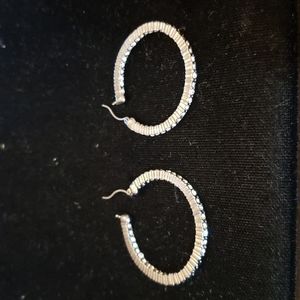 Pewter and CZ Loop Earrings